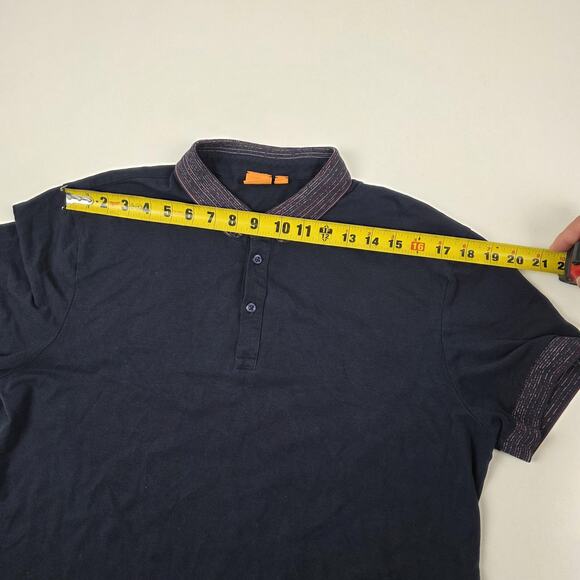 BOSS Orange Polo Shirt Mens XL Navy Contrast Collar Short Sleeve Hugo Boss - Picture 7 of 10